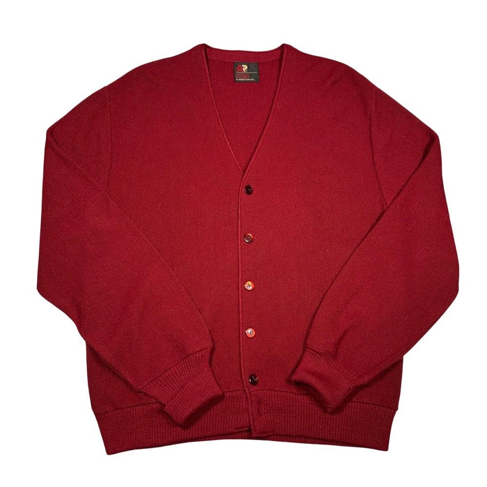 Vintage Arnold Palmer Robert Bruce Red Cardigan Sweater Mens Large USA ILGWU